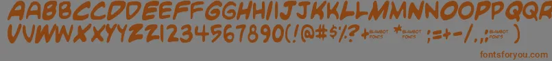 Blambot Custom-Schriftart – Braune Schriften auf grauem Hintergrund