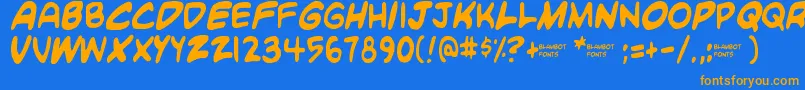 Więcej informacji o czcionce Blambot Custom Czcionka Blambot Custom – pomarańczowe czcionki na niebieskim tle