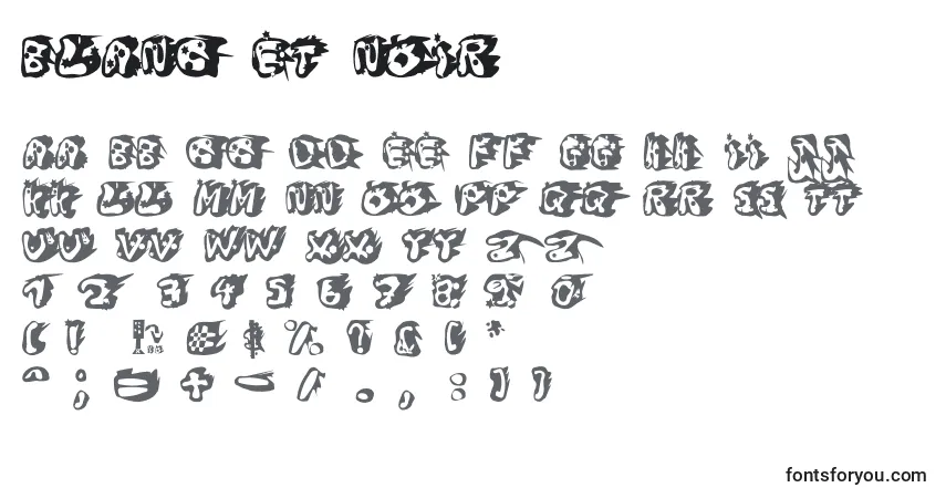 A fonte Blanc et Noir – alfabeto, números, caracteres especiais