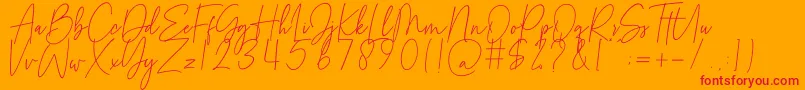 Blancha-Schriftart – Rote Schriften auf orangefarbenem Hintergrund