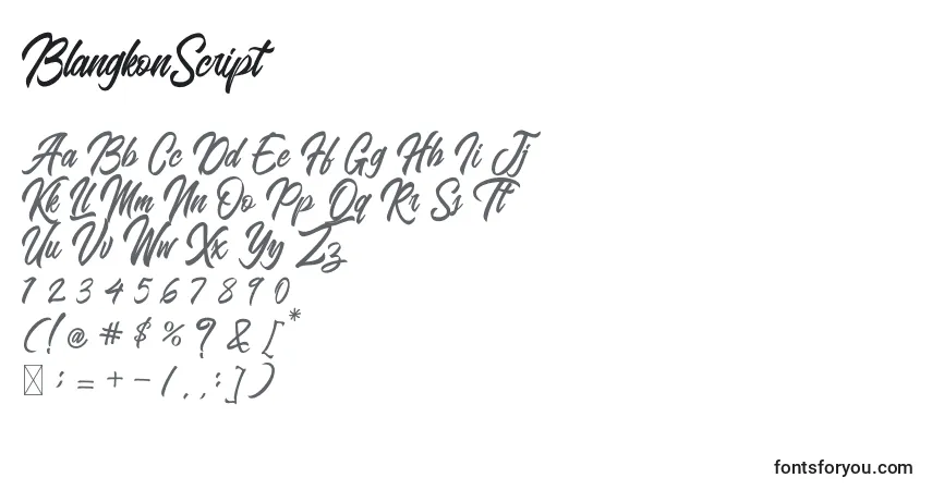 Schriftart BlangkonScript – Alphabet, Zahlen, spezielle Symbole