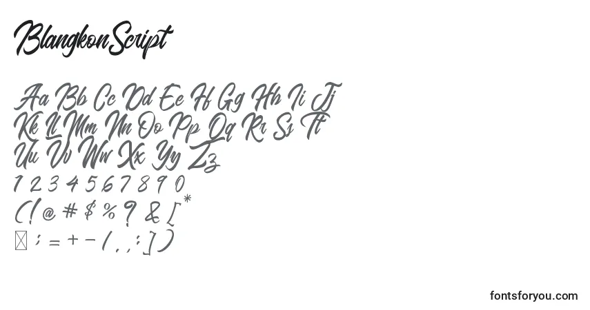 A fonte BlangkonScript (121552) – alfabeto, números, caracteres especiais