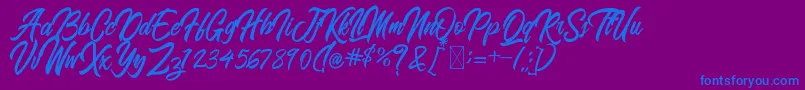 BlangkonScript-fontti – siniset fontit violetilla taustalla