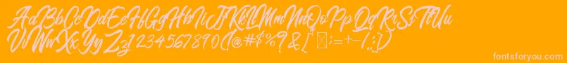 Fonte BlangkonScript – fontes rosa em um fundo laranja