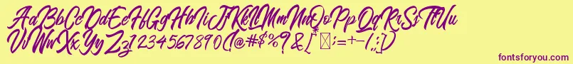 BlangkonScript Font – Purple Fonts on Yellow Background