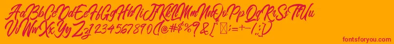 BlangkonScript-Schriftart – Rote Schriften auf orangefarbenem Hintergrund