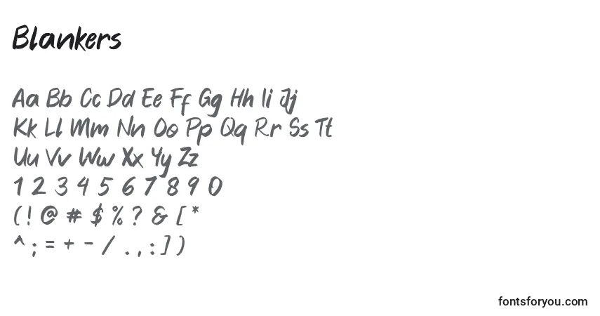 A fonte Blankers (121554) – alfabeto, números, caracteres especiais
