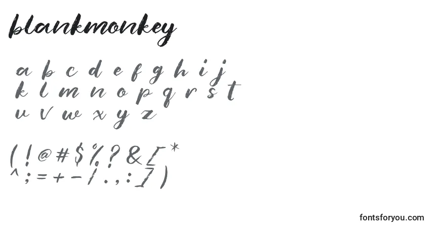 A fonte Blankmonkey (121556) – alfabeto, números, caracteres especiais