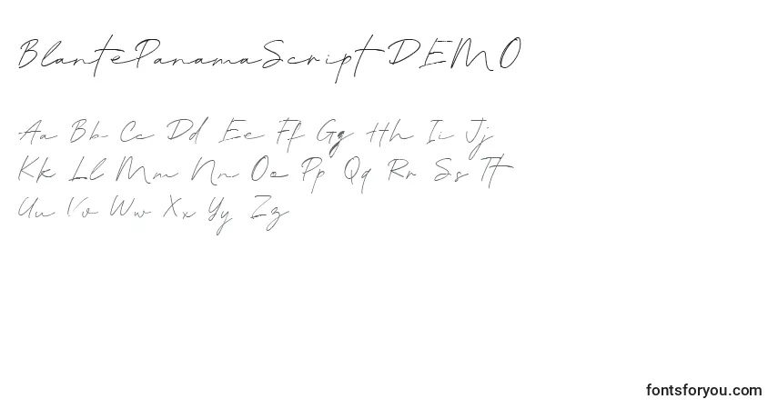 BlantePanamaScript DEMO-fontti – aakkoset, numerot, erikoismerkit