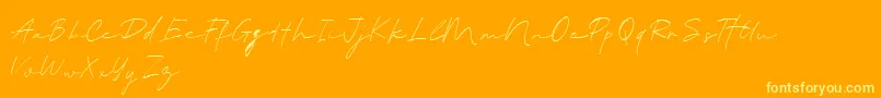 BlantePanamaScript DEMO-Schriftart – Gelbe Schriften auf orangefarbenem Hintergrund