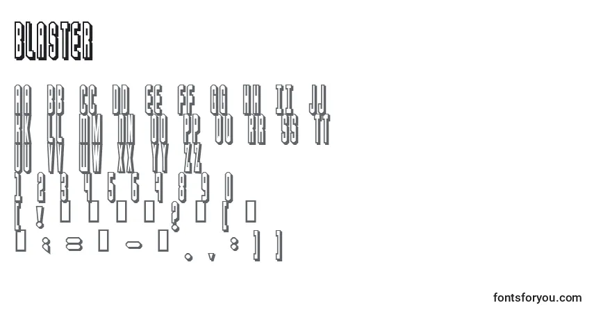 Schriftart Blaster (121561) – Alphabet, Zahlen, spezielle Symbole
