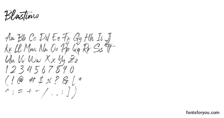 Schriftart Blastimo – Alphabet, Zahlen, spezielle Symbole