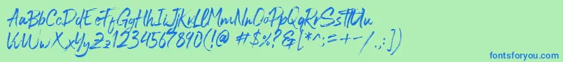 Blastimo-Schriftart – Blaue Schriften auf grünem Hintergrund