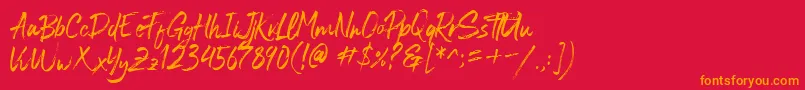 Blastimo-Schriftart – Orangefarbene Schriften auf rotem Hintergrund