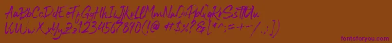 Czcionka Blastimo – fioletowe czcionki na brązowym tle