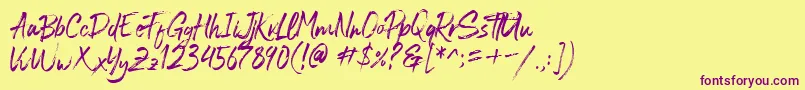 Blastimo-Schriftart – Violette Schriften auf gelbem Hintergrund