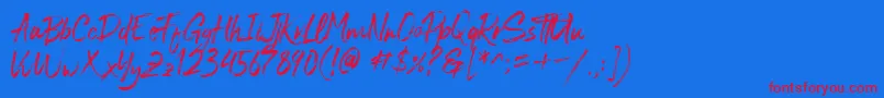Blastimo Font – Red Fonts on Blue Background
