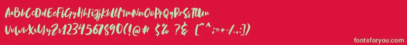 フォントBlastpink Script – 赤い背景に緑の文字