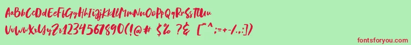 フォントBlastpink Script – 赤い文字の緑の背景