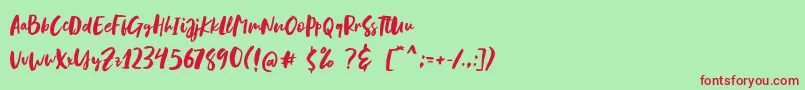 Fonte Blastpink Script – fontes vermelhas em um fundo verde