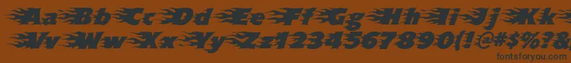フォントBlazed – 黒い文字が茶色の背景にあります