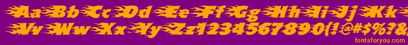Blazed-Schriftart – Orangefarbene Schriften auf violettem Hintergrund