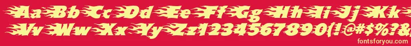フォントBlazed – 黄色の文字、赤い背景
