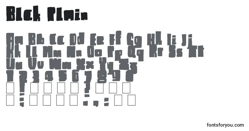 Schriftart Blck Plain – Alphabet, Zahlen, spezielle Symbole