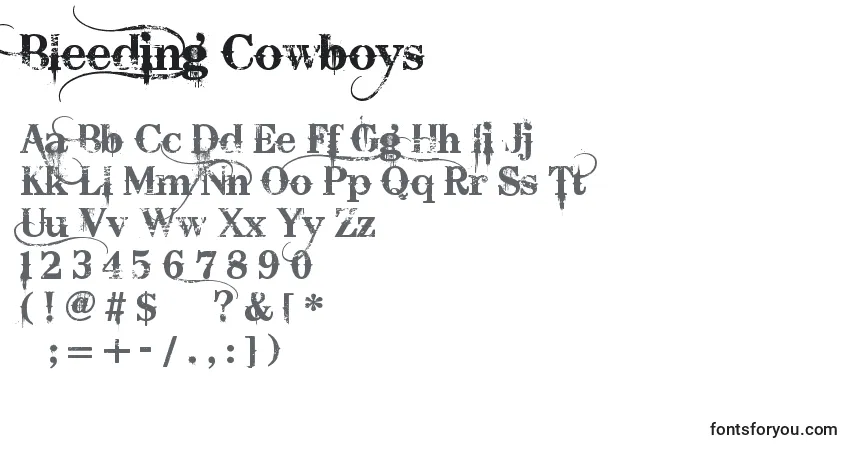 A fonte Bleeding Cowboys – alfabeto, números, caracteres especiais