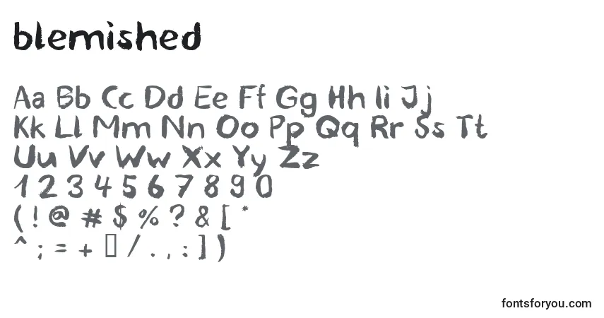 Schriftart Blemished (121575) – Alphabet, Zahlen, spezielle Symbole
