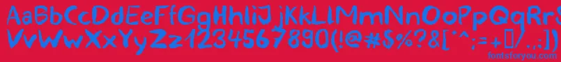 Czcionka blemished – niebieskie czcionki na czerwonym tle