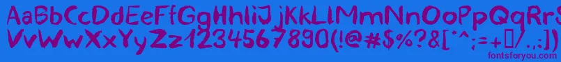 blemished Font – Purple Fonts on Blue Background