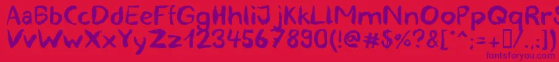 blemished Font – Purple Fonts on Red Background