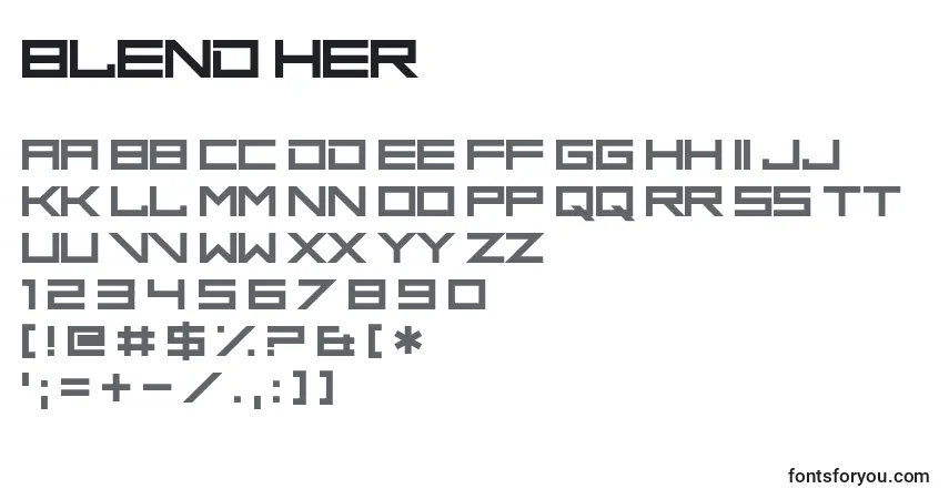 Czcionka Blend Her – alfabet, cyfry, specjalne znaki