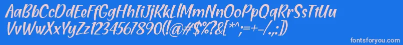 Czcionka Blending Attraction Italic Font by Situjuh 7NTypes – różowe czcionki na niebieskim tle