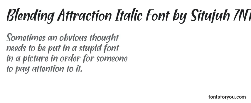 Überblick über die Schriftart Blending Attraction Italic Font by Situjuh 7NTypes