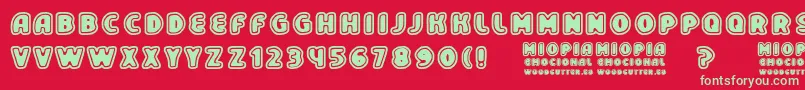 MiopiaEmocional Font – Green Fonts on Red Background