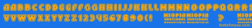 MiopiaEmocional Font – Orange Fonts on Blue Background