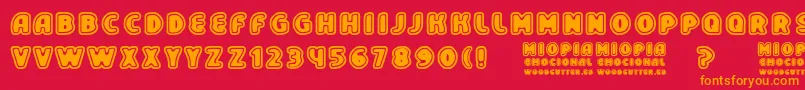 MiopiaEmocional Font – Orange Fonts on Red Background