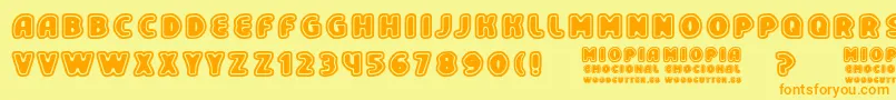 MiopiaEmocional Font – Orange Fonts on Yellow Background