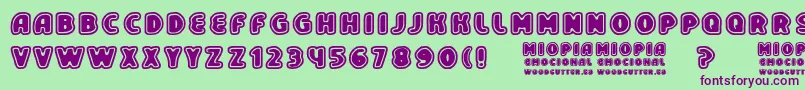MiopiaEmocional Font – Purple Fonts on Green Background
