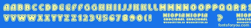 MiopiaEmocional Font – Yellow Fonts on Blue Background