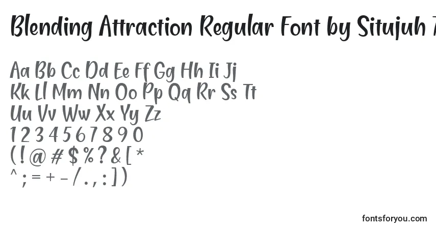 Schriftart Blending Attraction Regular Font by Situjuh 7NTypes – Alphabet, Zahlen, spezielle Symbole