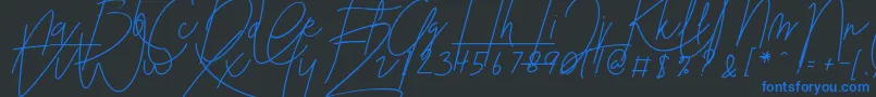 Blenheim Signature v2-Schriftart – Blaue Schriften auf schwarzem Hintergrund