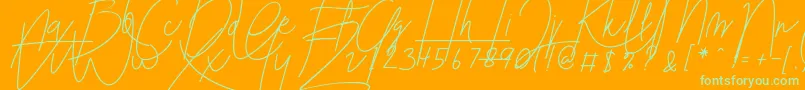 Blenheim Signature v2-Schriftart – Grüne Schriften auf orangefarbenem Hintergrund