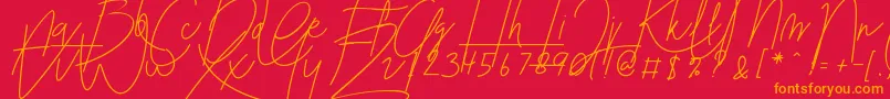 Blenheim Signature v2 Font – Orange Fonts on Red Background