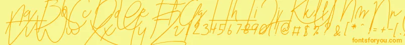 Blenheim Signature v2 Font – Orange Fonts on Yellow Background