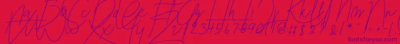 Blenheim Signature v2-Schriftart – Violette Schriften auf rotem Hintergrund