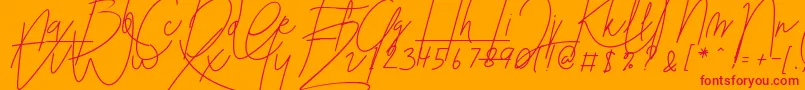 Czcionka Blenheim Signature v2 – czerwone czcionki na pomarańczowym tle