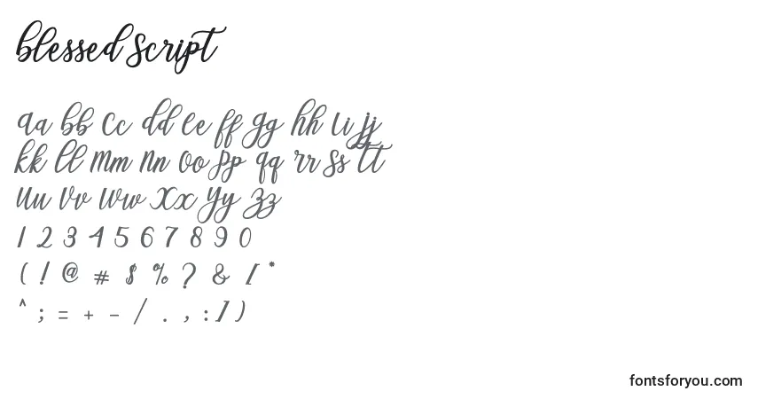 Blessed Script Font – alphabet, numbers, special characters